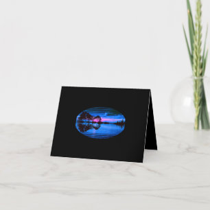 Carte De Remerciements Guitare Sunset Sky Trees City Lake Réflexion