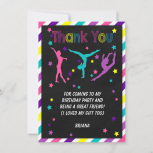 Carte De Remerciements Gymnastique fête d'anniversaire