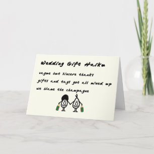 Carte De Remerciements Haïku de cadeau de mariage - un poème de remerciem