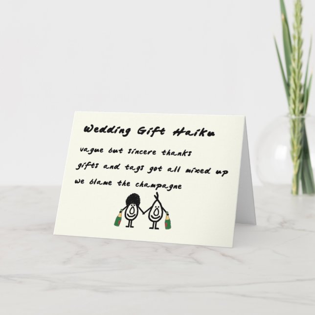 Carte De Remerciements Haïku de cadeau de mariage - un poème de remerciem (Devant)