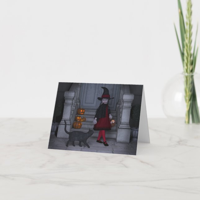Carte De Remerciements Halloween. Autour pour les gâteries. (Devant)