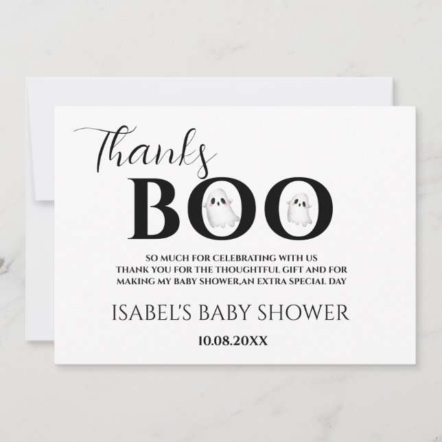 Carte De Remerciements Halloween Baby Shower A Little Boo Thank You Card (Devant)