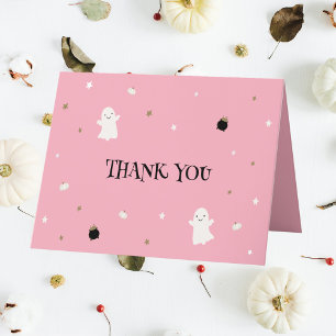 Carte De Remerciements Halloween Baby shower Pastel rose