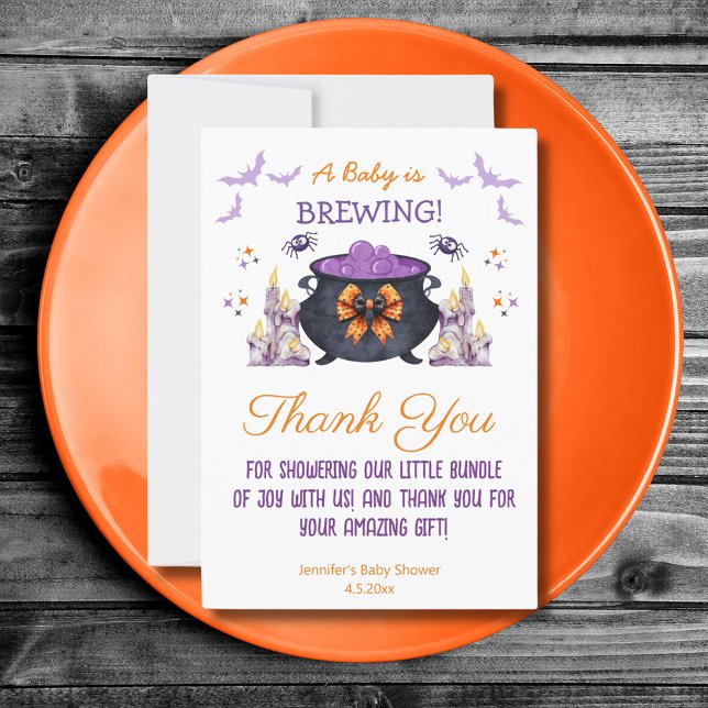 Carte De Remerciements halloween bébé brassage baby shower mignon (Créateur téléchargé)