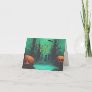 Carte De Remerciements Halloween Citrouilles et cimetières effrayants