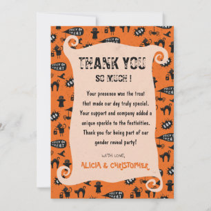 Carte De Remerciements Halloween de révélation de genre friandises et tou