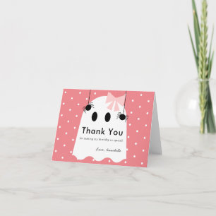 Carte De Remerciements Halloween Ghost Girl Ruban rose