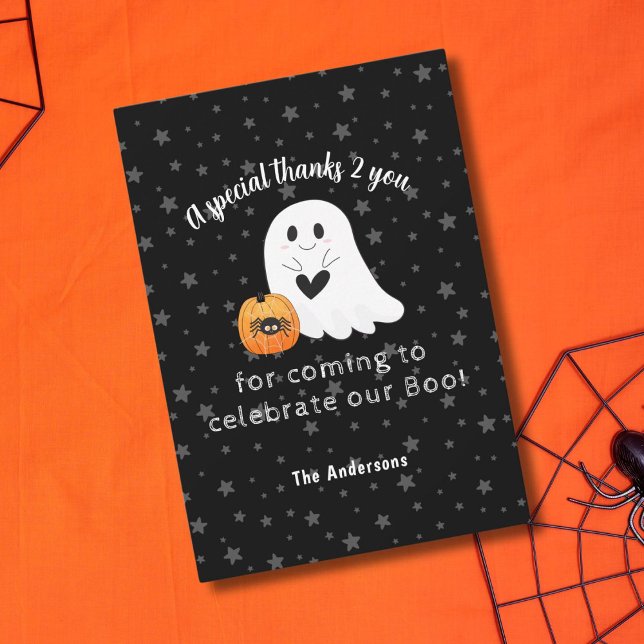 Carte De Remerciements Halloween Ghost Little Boo Deuxième anniversaire (Créateur téléchargé)