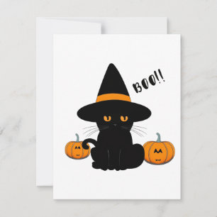 Carte De Remerciements Halloween mignonette Cartoon amis, Chat bébé noir