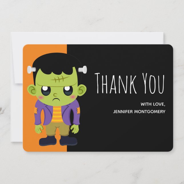 Carte De Remerciements Halloween monstre Frankenstein Green (Devant)