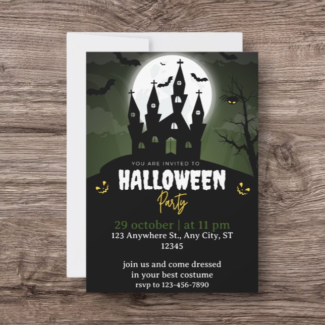 Carte De Remerciements Halloween Party Green And Black Illustrative  (Créateur téléchargé)