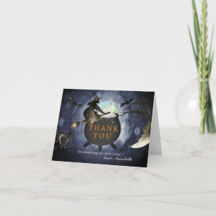 Carte De Remerciements Halloween Sorcière Cauldron Baby shower Ciel de nu