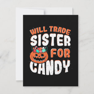 Carte De Remerciements Halloween Va Échanger Soeur Pour Bonbons
