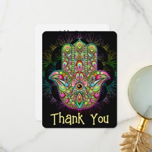 Carte De Remerciements Hamsa Fatma Main Psychedelic Art