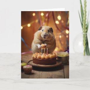 Carte De Remerciements Hamster avec gâteau d'anniversaire