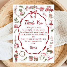 Carte De Remerciements Hand Drawn Christmas Baby Shower Thank You Card