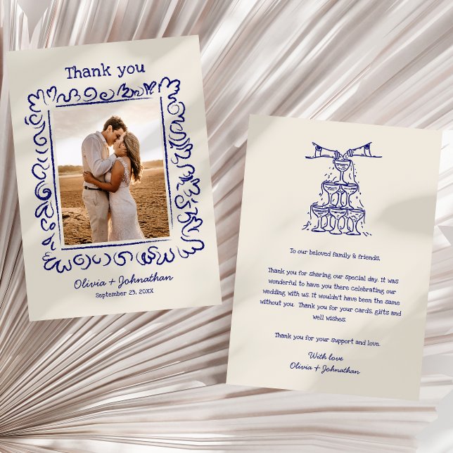 Carte De Remerciements Hand Drawn Doodles Wedding (Créateur téléchargé)