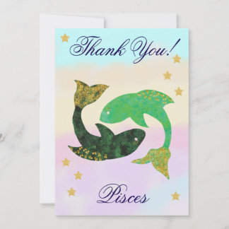 Carte De Remerciements Hand-Painted Pisces Birthday Thank You