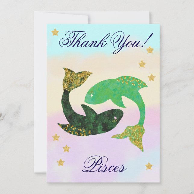 Carte De Remerciements Hand-Painted Pisces Birthday Thank You (Devant)