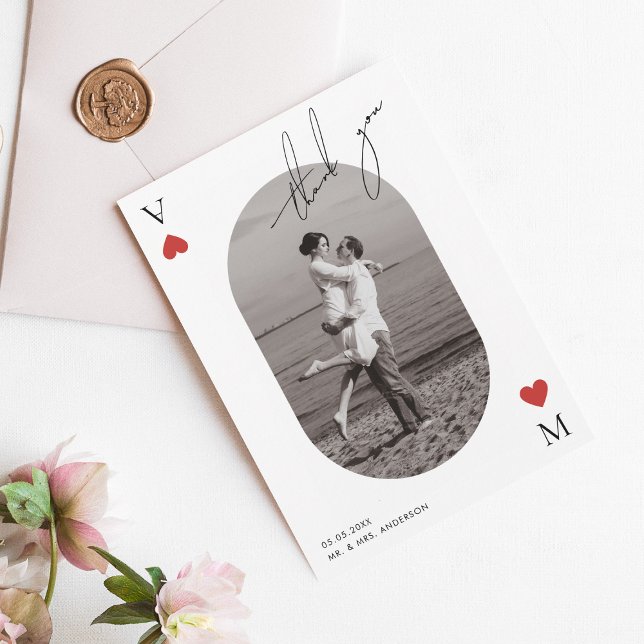 Carte De Remerciements Handwriting Script Casino Vegas Wedding (Créateur téléchargé)