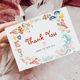 Carte De Remerciements Handwritten Script Lobster Bridal Shower Thank You