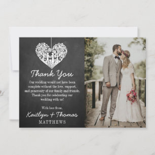 Carte De Remerciements Hanging Heart Tree Chalkboard Mariage Collection