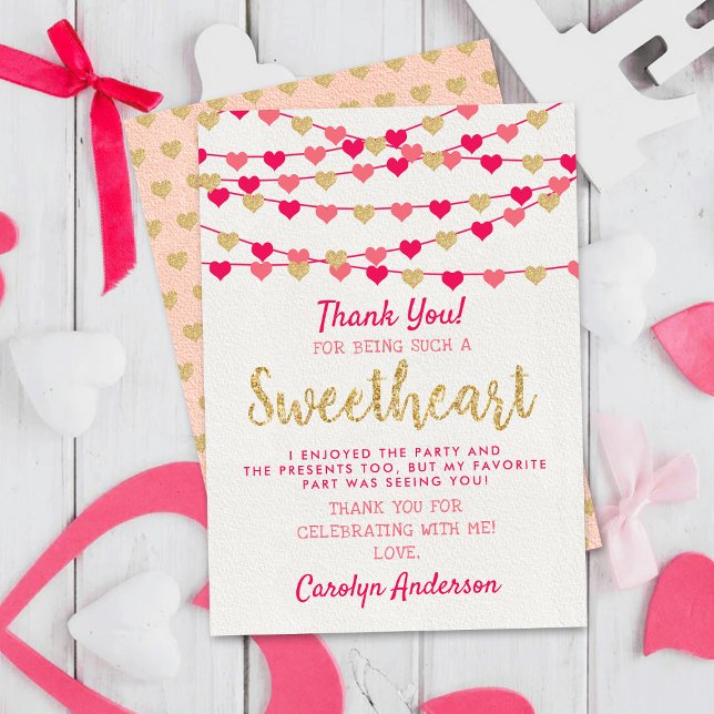 Carte De Remerciements Hanging Love Hearts Petit Amoureux Anniversaire (Créateur téléchargé)