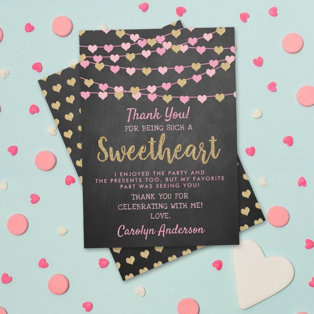 Carte De Remerciements Hanging Love Hearts Petit Amoureux Anniversaire (Créateur téléchargé)
