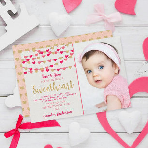 Carte De Remerciements Hanging Love Hearts Petit Amoureux Anniversaire