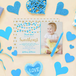 Carte De Remerciements Hanging Love Hearts Petit Amoureux Anniversaire