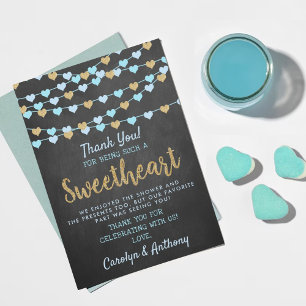 Carte De Remerciements Hanging Love Hearts Petit Baby shower amoureux