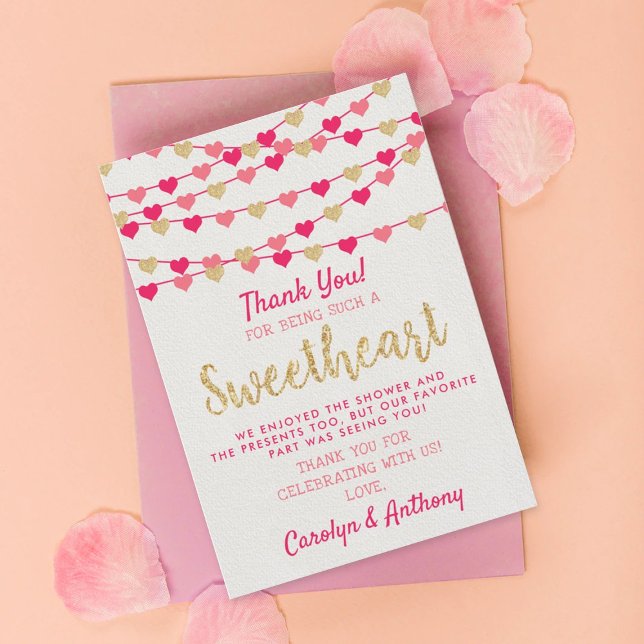 Carte De Remerciements Hanging Love Hearts Petit Baby shower amoureux (Créateur téléchargé)