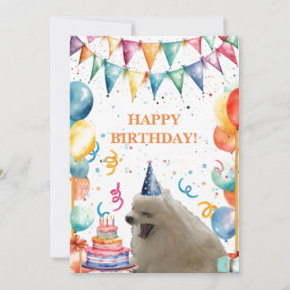 Carte De Remerciements Happy Birthday Card With Pup, Cake, and Balloons