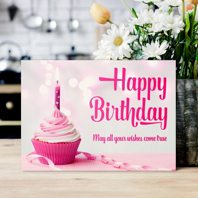 Carte De Remerciements Happy Birthday Pink Cupcake Birthday Card (Happy Birthday Pink Cupcake Birthday Card)