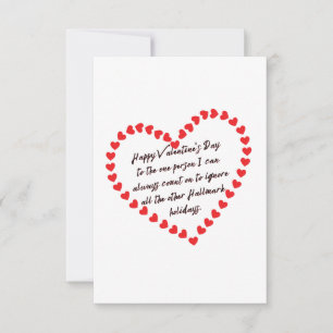 Carte De Remerciements Happy Funny Valentines Day cadeau citations sarcas