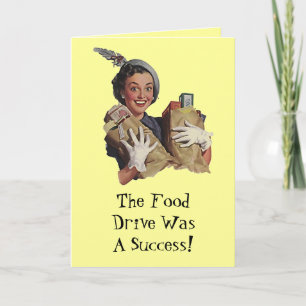 Carte De Remerciements Happy Lady Food Drive Groceries Thank You Cards