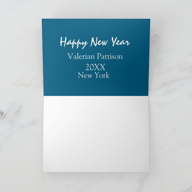 Carte De Remerciements Happy new year blue name place year boho simple  (Intérieur)