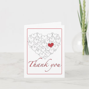 Carte De Remerciements Happy Red Heart Thank You