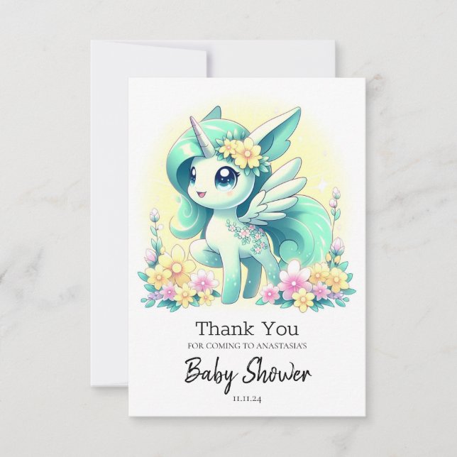 Carte De Remerciements Happy Unicorn Baby shower (Devant)