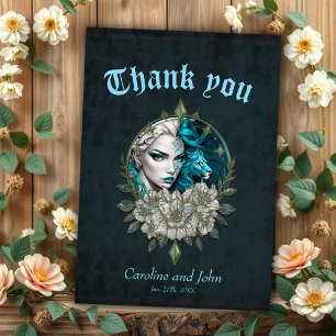 Carte De Remerciements Harmonie des éléments, la femme avec le lion.