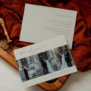 Carte De Remerciements HARMONY Terracotta Minimaliste 3 Mariage photo