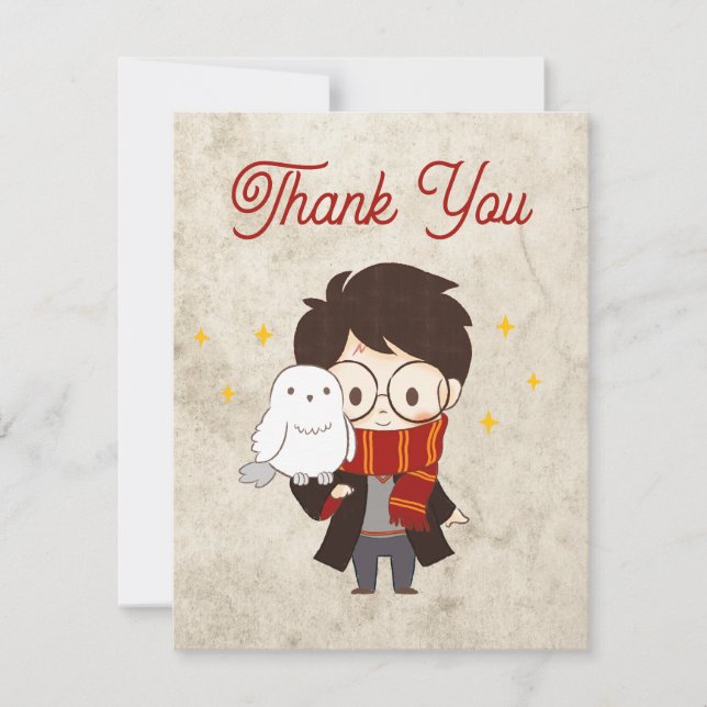 Carte De Remerciements HARRY POTTER™ Caractère Arc magique Anniversaire (Devant)