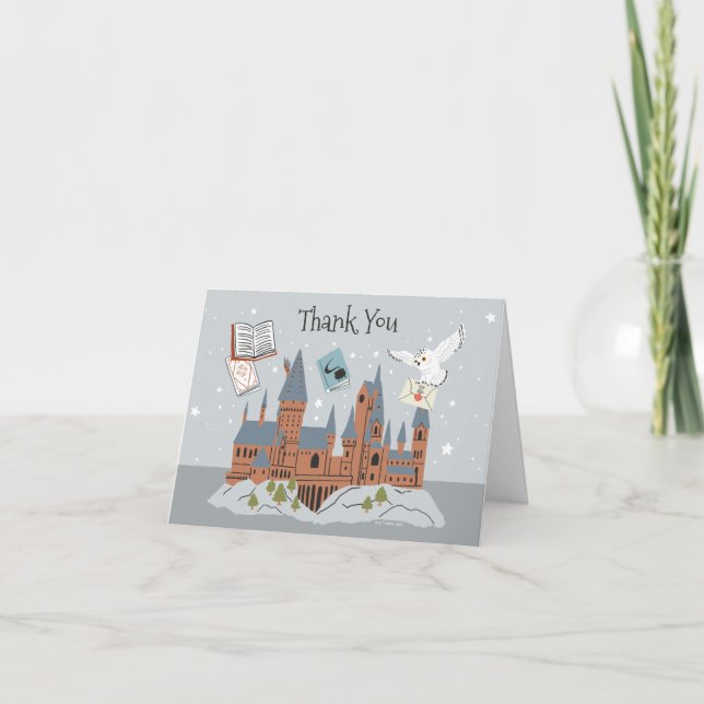 Carte De Remerciements Harry Potter | Château de Poudlard (Devant)