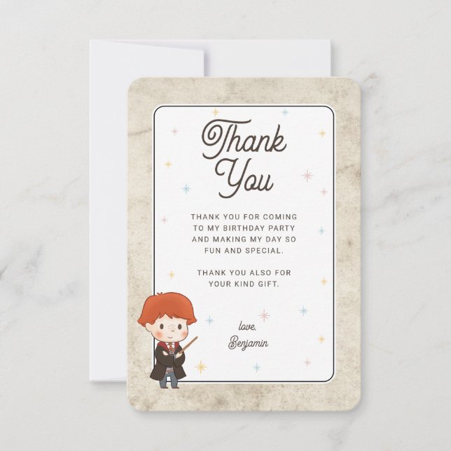 Carte De Remerciements Harry Potter Chibi Ron Weasley Wizard Birthday (Devant)