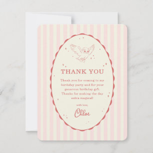 Carte De Remerciements Harry Potter Hedwig Rayure Rose Anniversaire