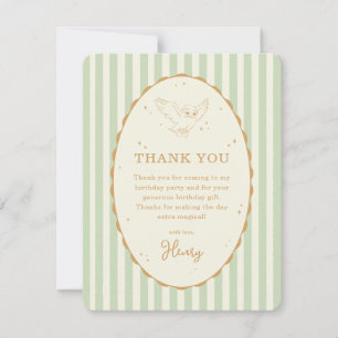 Carte De Remerciements Harry Potter Hedwig Rayure Verte Anniversaire