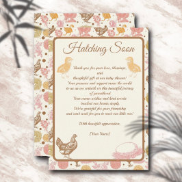 Carte De Remerciements Hatching Bientôt Poulet Bébé Fille Douche