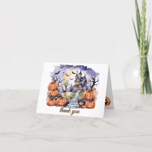Carte De Remerciements Haunted House Citrouille chauves-souris Baby showe