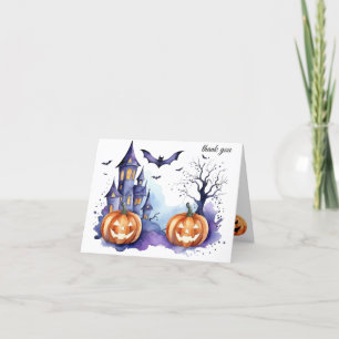 Carte De Remerciements Haunted House Citrouille chauves-souris Baby showe