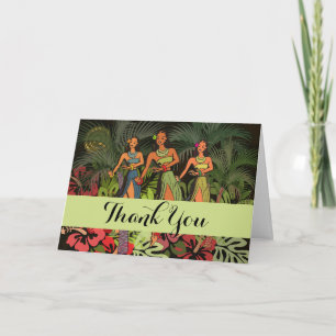 Carte De Remerciements Hawaii Aloha Palm Hula Art Design